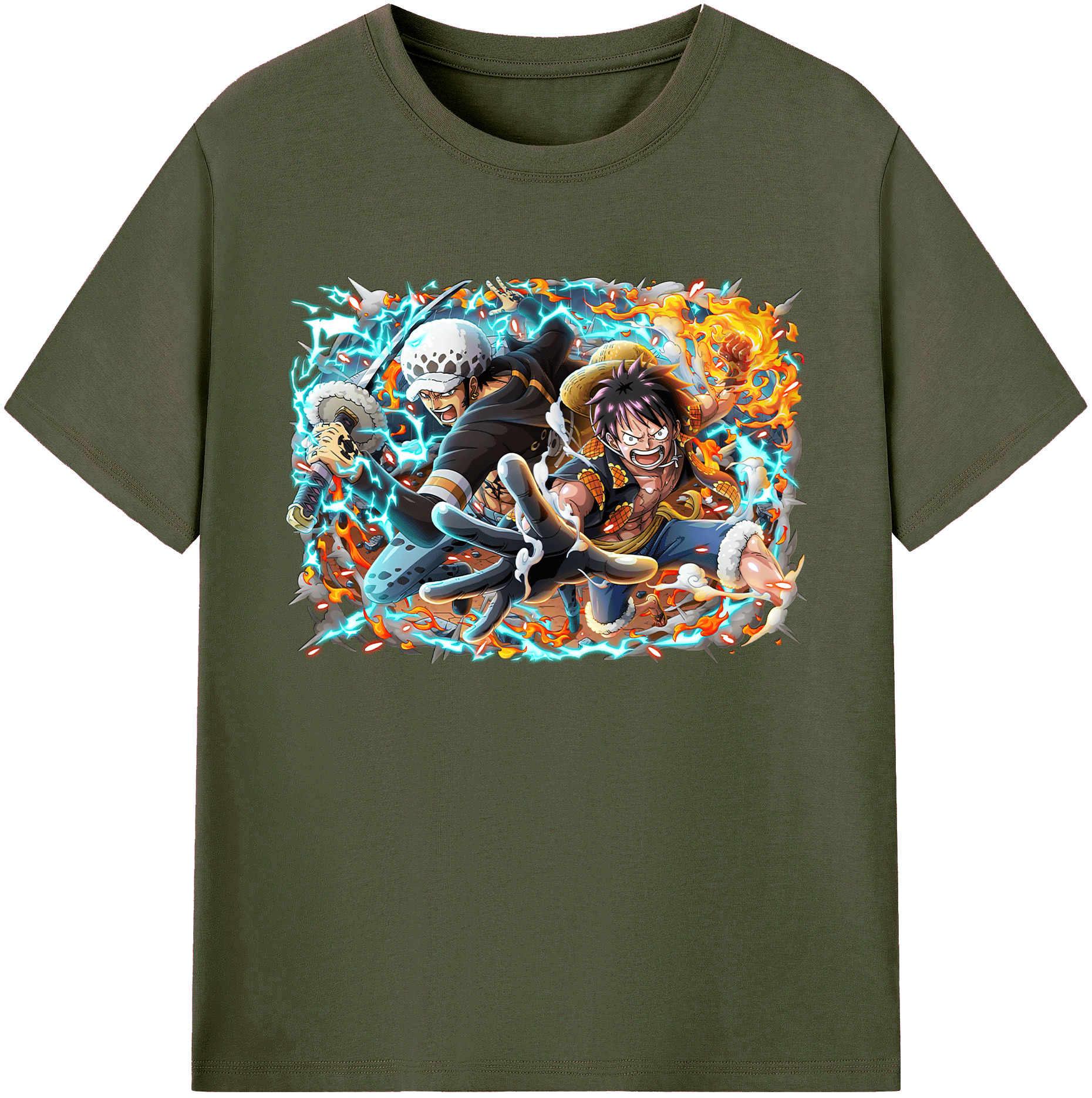 ワンピース モンキー・D・ルフィ ONE PIECE Monkey D. Luffy 綿100％ メンズ半袖Tシャツ｜肌触りやわらか＆通気性
